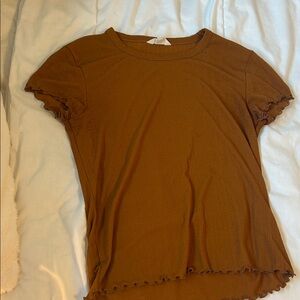 Madewell Brown Short Sleeve Ruffle Top
